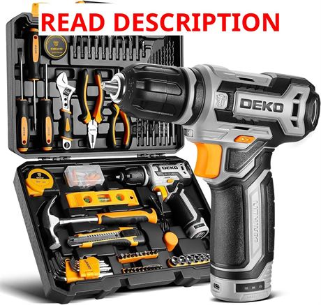 DEKOPRO Cordless Drill Tool Set with 12V Battery, Drill Driver, Grey