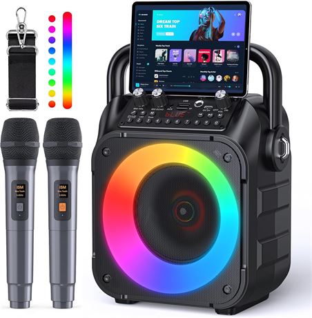 Karaoké portable Bluetooth enceinte LED avec micros sans fil pour soirée
