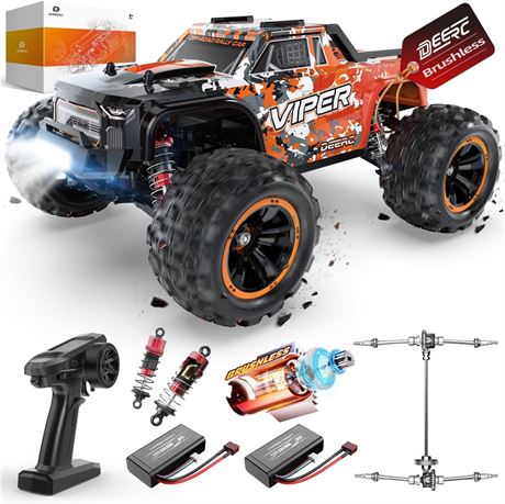 DEERC Brushless RC Truck 45KM/H 4x4 High-Speed Remote Control Car 2 Batteries