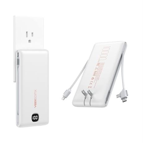 VEEKTOMX Portable Charger w/ Cables 22.5W 10000mAh, Fast Charge USB C
