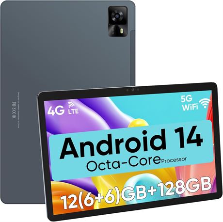 Weelikeit Tablette Android 14 10,1" 128 Go +12 Go RAM Octa Core 2K 6000 mAh