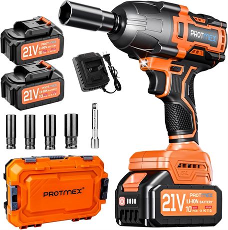 900Ft-lbs Brushless Cordless Impact Wrench 1/2" with 2 Batteries