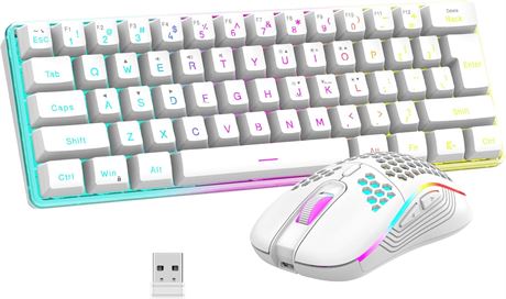 RedThunder Wireless Gaming Keyboard + Mouse, White