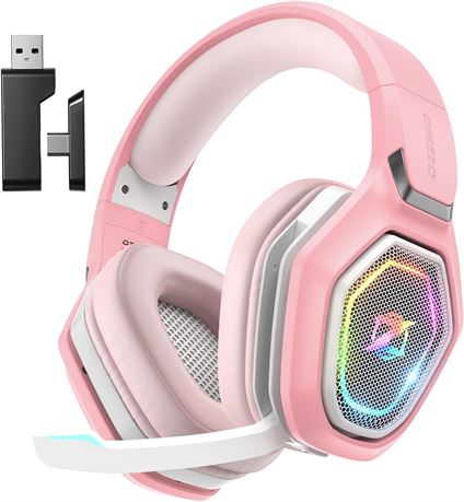 Ozeino Wireless Gaming Headset for PC/PS5/PS4, USB-C, Bluetooth 5.3 Mic, 25h
