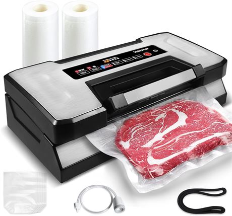 Vakumar Vacuum Sealer, 90KPa, Dry/Moist Modes, Handle-Locked, Cutter & Bag