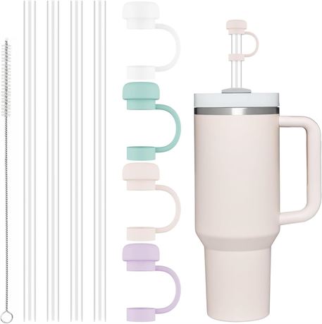 4 Pcs Stanley Cup Straw Covers 0.4 in Silicone - Dust-Proof & Leak-Proof