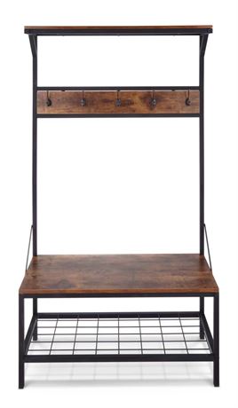 CANVAS Harrison 5-Hook Entryway Coat Rack with Bench & Shoe Storage
