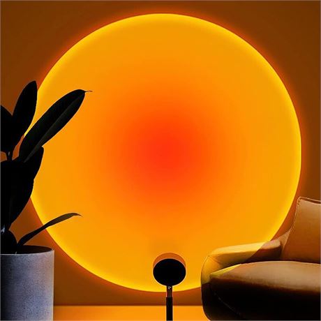 Balkwan Sunset Projection Lamp Rainbow Rotating LED Night Light with USB Red