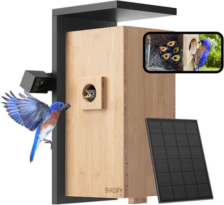 Birdfy Smart Bird House Camera, 1080P Dual-Cam, AI & Solar Wireless Nest Cam