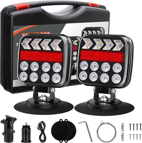 Wireless Trailer Lights, Adjustable Magnetic LED, Reflectors, Rechargeable