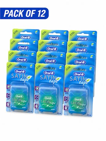 Oral-B Statin Tape Dental Floss 25m (12 Units) by Oral-B Satin Tape Mint