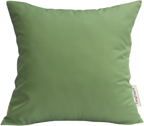 TangDepot Faux Silk Pillow Shams Set of 2, 18x18 Sage Decorative Covers