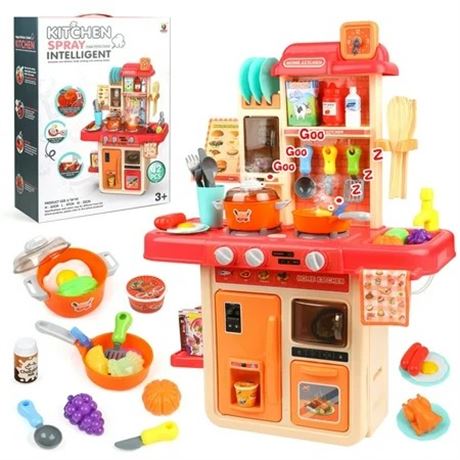 HopeRock 42PCS Play Kitchen Set for Kids with Lights, Sounds & Spray