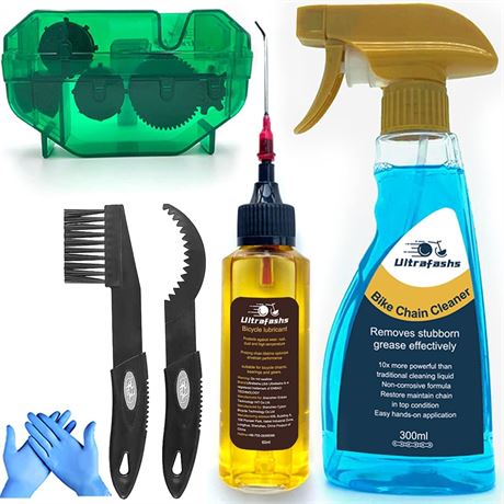 Ultrafashs Bike Cleaner Kit with Chain Oil Lubricant and Bicycle Cleaning Set