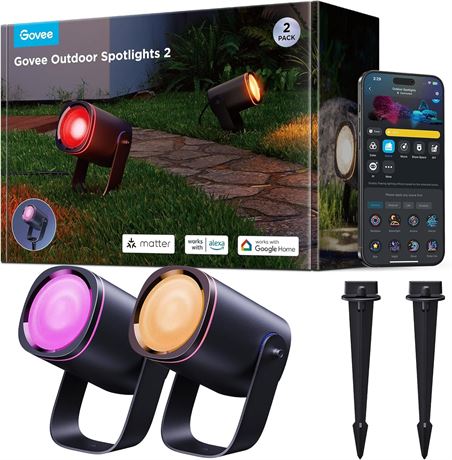 Govee Spotlight 2 Pack, IP67 Waterproof, Color Changing, Works with Alexa