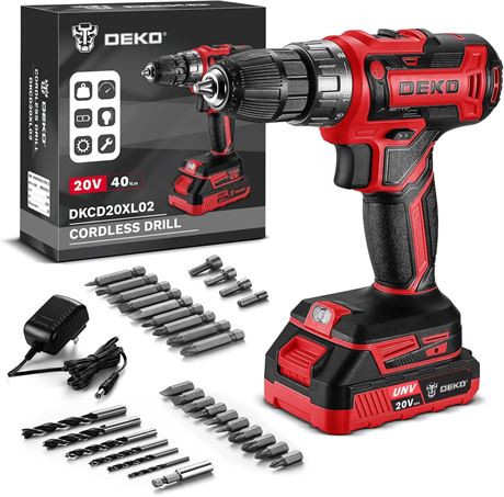 DEKOPRO 20V Cordless Drill Set for Women, 2-Speed Power Tool Kit with Battery