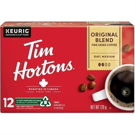 Tim Hortons Original Blend K-Cup Coffee Pods, 12 Count, Red