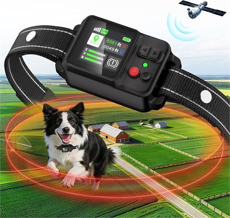 GPS Wireless Dog Fence System with GPS Collar, 49-6561 ft, IP67 Waterproof