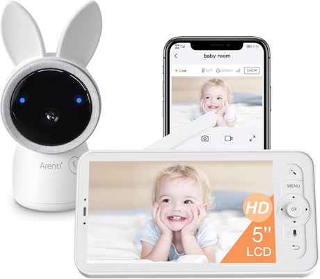 Moniteur Bébé Arenti 2K, Caméra, Affichage 5", Détection Mouvement