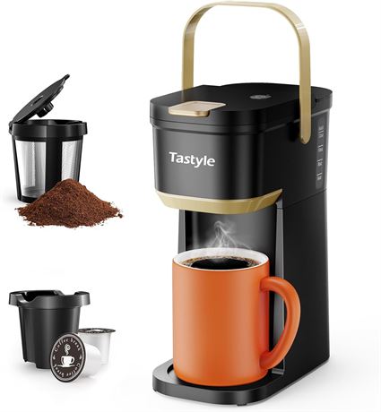Tastyle Mini Coffee Maker – K Cups & Grounds, Portable