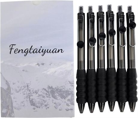 Fengtaiyuan ZS038P6, 6-Count, 0.38mm Retractable Gel Ink Pens, Black