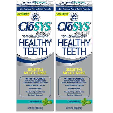 Closys Anti-Cavity Mouthwash with Fluoride, 32oz, Gentle Non-Burning (2 Pack)