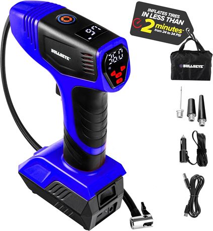 Bullseye Pro compresseur portable 150PSI, manomètre, rechargeable