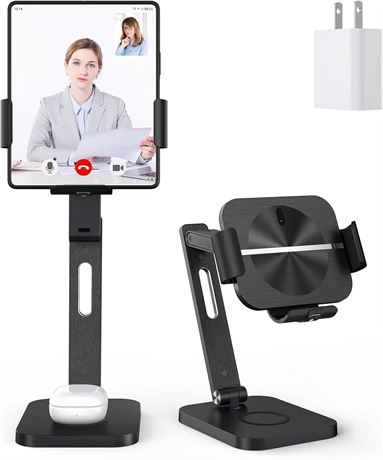 2-in-1 Z Fold Charging Station, 3-Coil Fast Wireless Stand for Buds Pro/Live