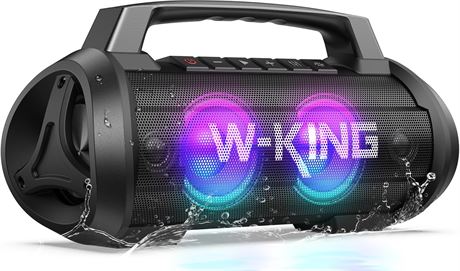 W-KING 120W Bluetooth Speaker Dual Subwoofers, IPX6, 42H Playtime, DSP, EQ