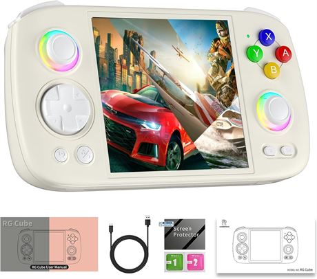 GiipGoop RG Cube Retro Handheld Console, Android 13, 5200mAh, RGB Lighting