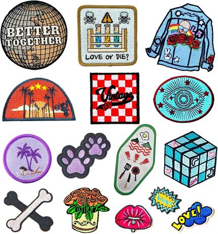 Patches Brodés à Fer 15PCS - Appliques pour Vêtements, Sacs, Chapeaux