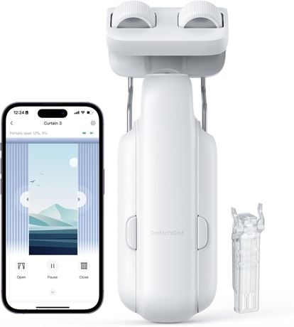 Smart Curtain Opener with Bluetooth Remote and App/Timer (Curtain 3, Rod)