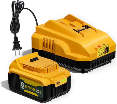 LP 20V 6.0Ah Battery and DCB112 Charger for Dewalt 20V Li-ion Tools