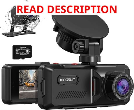 Kingslim D1 Dual Dash Cam Front and Rear 1080P with GPS
