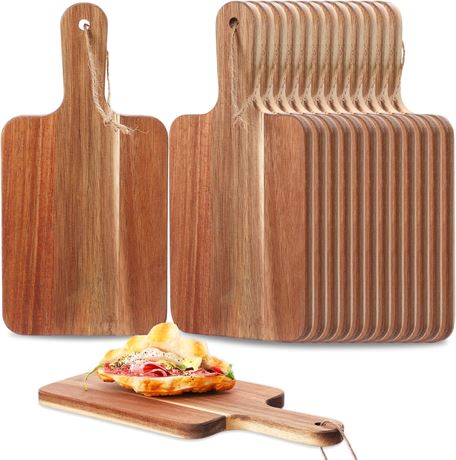 Geetery 16 Pcs Acacia Wood Cutting Boards with Handles, Charcuterie Tray