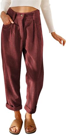 Acelitt Women’s High-Waisted Corduroy Pants with Pockets