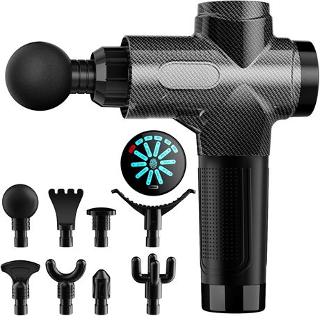 Pistolet de massage puissant, 8 têtes, silencieux, pour sportifs, noir
