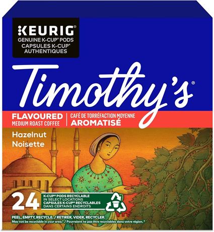 Timothy's Noisette, 24 dosettes K-Cup Keurig