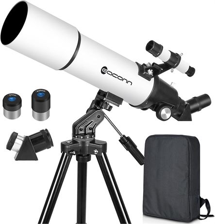 80mm Aperture 600mm Refractor Telescope for Beginners, Portable Backpack