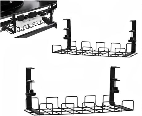 iDocare 2-Pack No-Drill Under-Desk Cable Management Tray