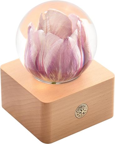 MISS LI GARDEN Forever Flowers – LED Crystal Ball Pink Tulip