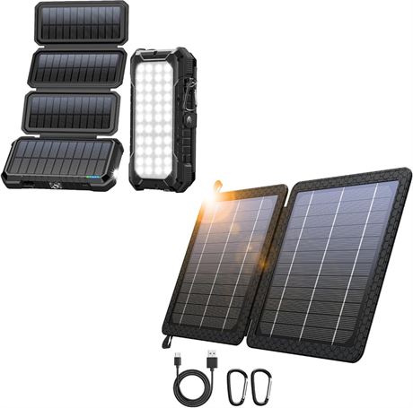 BLAVOR 20,000mAh PD 18W Solar Bank Foldable Black + 10W Solar Charger