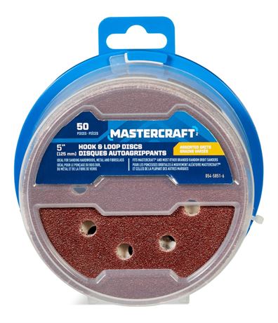 Mastercraft 5-in Grit Hook & Loop Aluminum Oxide 8-Hole Sanding Disc 50-pc