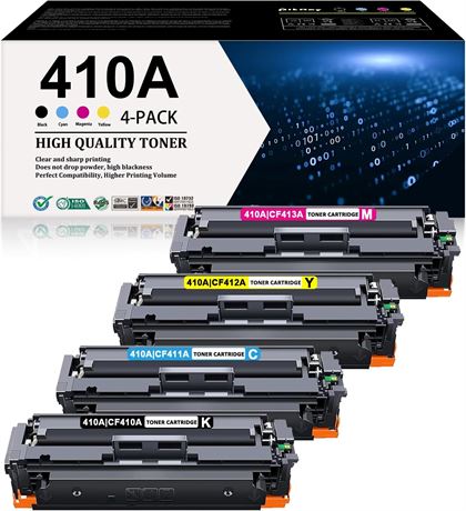 HP 410A Toner Cartridges 4-Pack for CF410AQ Color Pro MFP M477/M377