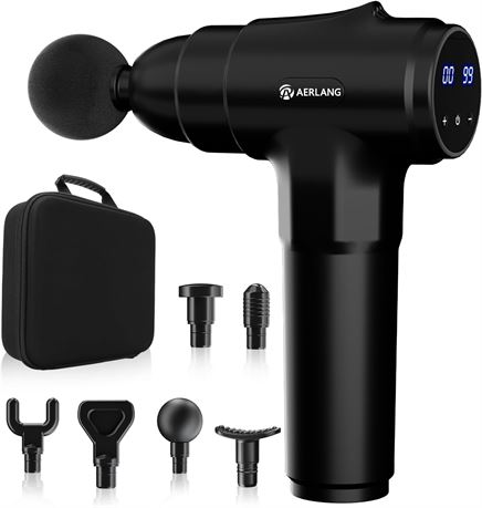 AERLANG Massage Gun, Deep Tissue Percussion Massager with 6 Heads, 20 Speeds