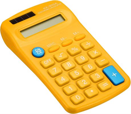 PATIKIL Basic Calculator, 8 Digit LCD Display, Battery Powered, Yellow
