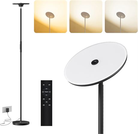Lampadaire LED Banord dimmable 24W, télécommande, salon/chambre