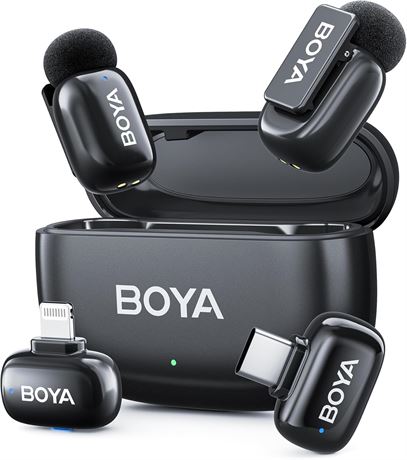 BOYA Mini 2 Wireless Lavalier Mic, AI Noise Cancel, App Control, 30H