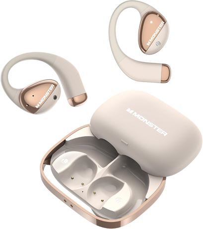 Monster AC520 Open Ear Headphones, Bluetooth 6.0, 24H Playtime, ENC, IPX6