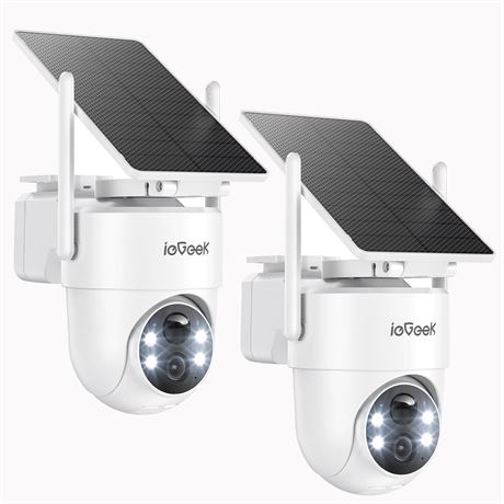 ieGeek Security Camera with Solar Panel, 360  PTZ, 2K Night Vision, IP65